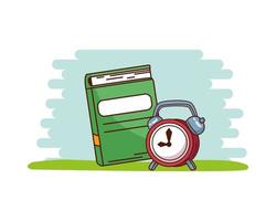 green school notebook with clock vector design