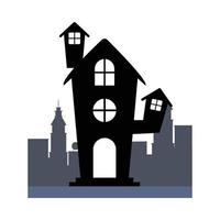 Isolated haunted house silhouette in the city vector design