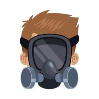 man with biohazard mask equipment vector