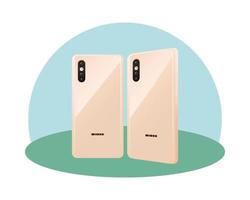 Diseño de vector de smartphones 3d blanco aislado dos