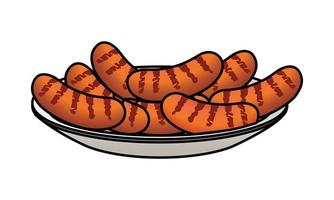 dish with sausages isolated icon vector