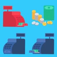 Cash register and money vector