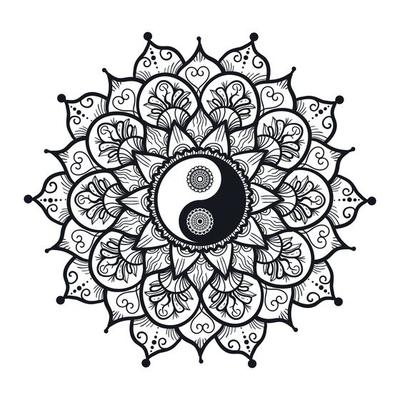 Vintage Yin and Yang in Mandala