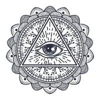todos viendo ojo en triangulo y mandal vector