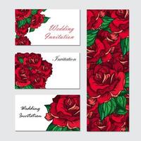 Hand Drawn Wedding Rose Invitation vector