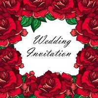 Hand Drawn Wedding Rose Frame vector