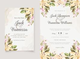 Beautifull Floral Wedding Invitation Template vector