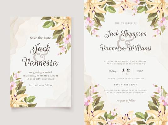 Beautifull Floral Wedding Invitation Template