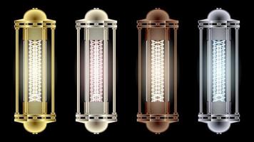 Set Flashlights from Different Metals Steampunk Style vector