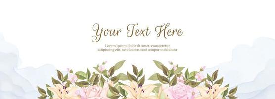Floral Banner Background Template for Wedding Decoration vector