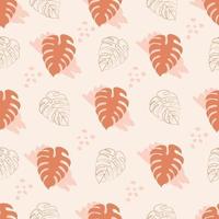 Seamless pattern with monstera leaves in brown color vector