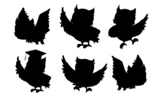 Collection of owl silhouettes vector illustrations