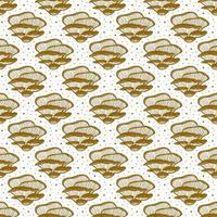 Oyster mushrooms. Seamless pattern, texture, background. Packaging design. Ink vector. Golden monochrome design. Botanic, nature. vector