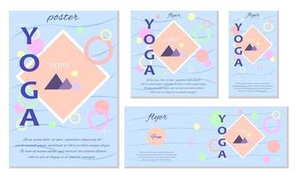 Set of Yoga Flyers with Geometric Shape Design vector