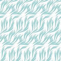 Vector seamless pattern of waves painted by paints of blue isolated on white background. Sea texture or river flow