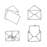 Set of closed and open envelopes hand drawn vector