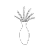 Doodle twigs in a vase with leaves vector