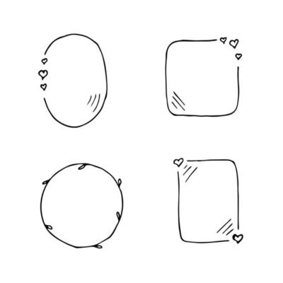 Hand drawn set of cute doodle frame