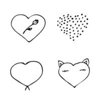 Set of hand drawn hearts vector
