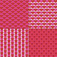 seamless pink red mod heart vector patterns