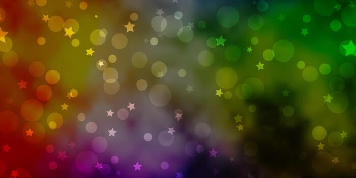 Light Multicolor vector pattern with circles, stars.