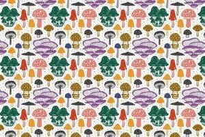 Forest mushrooms Pattern, texture, background vector