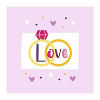 St Valentine's holiday greeting card ring design vector