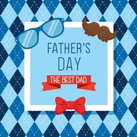 happy fathers day card with hipster accessories decoration vector