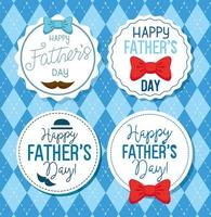 ser cards of happy fathers day with decoration vector