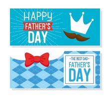 ser cards of happy fathers day with decoration vector