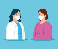 female doctor with sick woman vector