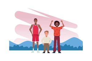 cool guy, basketball player, and short man characters vector