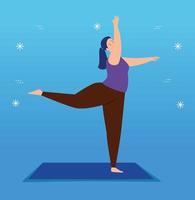 young woman practicing yoga vector