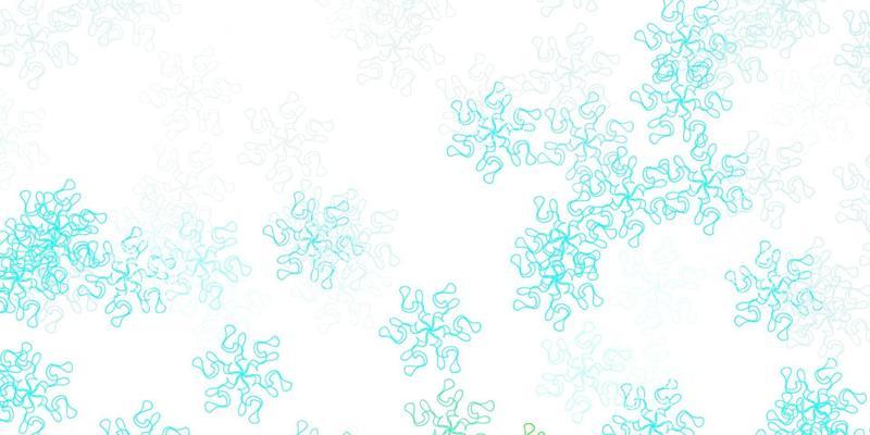 Light blue, green vector doodle template with flowers.
