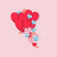 abstract happy valentine's day papercut posts vector