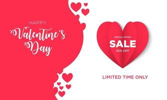 Flat design banner valentines day sale vector