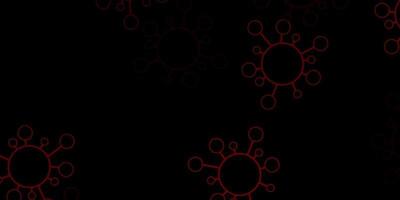 Dark red vector background with covid-19 symbols.