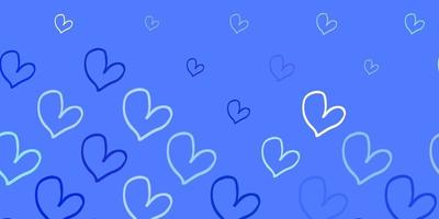 Light Pink, Blue vector pattern with colorful hearts.
