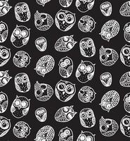 Owls hand drawn seamless pattern vector