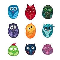 Owls hand drawn set vector