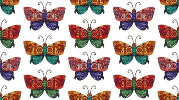 Steampunk butterfly seamless pattern vector