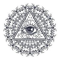 All Seeing Eye in Triangle and Mandal vector