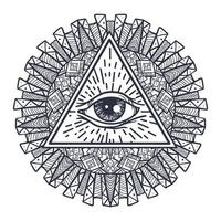 All Seeing Eye in Triangle and Mandal vector