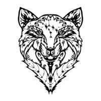 tatuaje de lobo salvaje vector