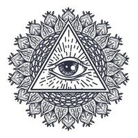 All Seeing Eye in Triangle and Mandal vector