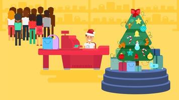 Merry Christmas And New Year In Shop vector