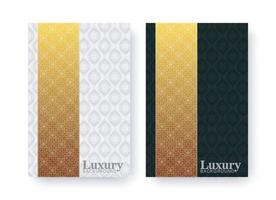 Set of covers of elegant pattern motif in gold color vector