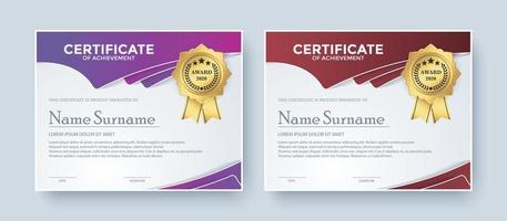 Creative certificate best award template set vector