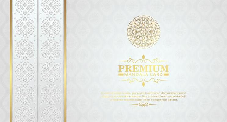 Luxurious white mandala background with decorative frames