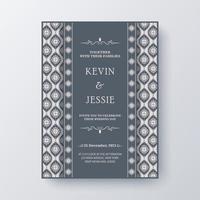 Elegant wedding invitation with pattern motif vector